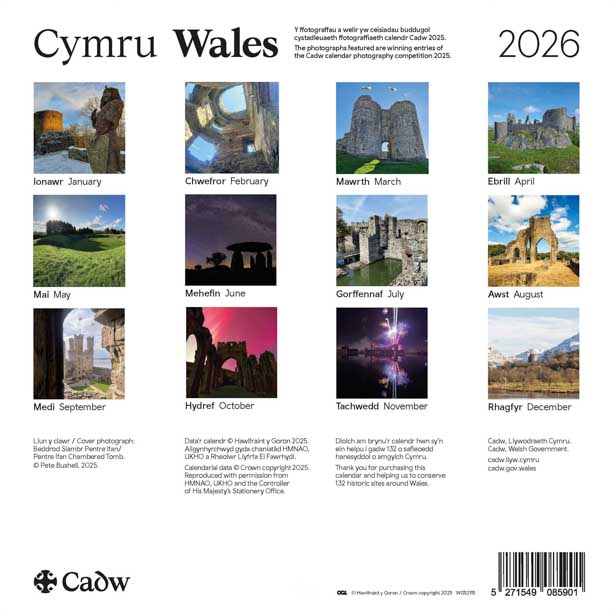 Calendr Cadw 2026